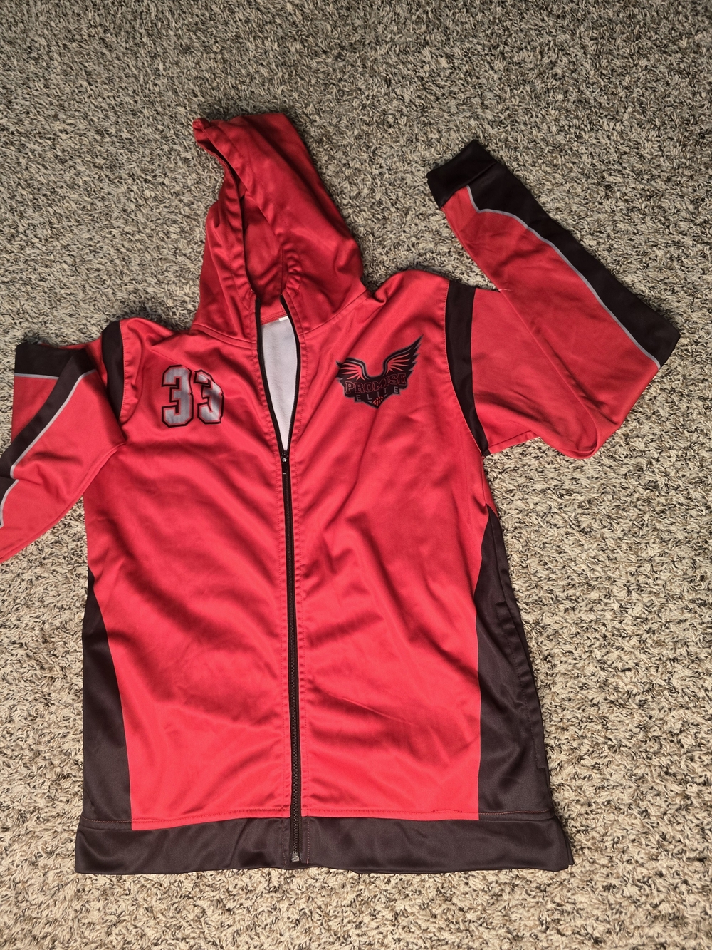 Red & Black Kids Zip-Up Hoodie Jacket